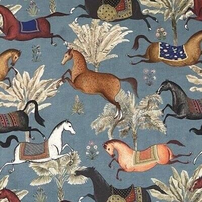 Arapski Konji plava pamučna tkanina pored dvorišta metar životinje šivanje materijala za presvlake jastuci Umjetnost zanati konj životinja
