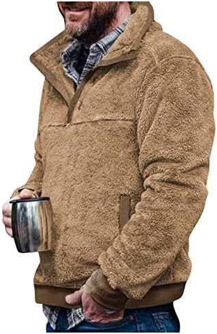 XZHDD Fleece Dukseri za muške, zimski etnički boho stil Fluffy džemper 1/4 patentni patentni patentni topli pulover