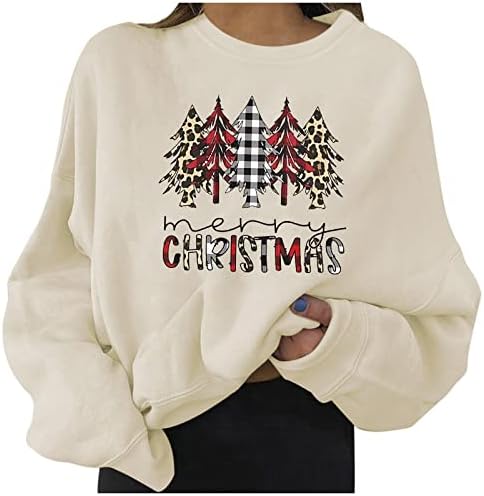 Džemper za vrat Nokmopo za žene ženski povremeni modni božićni ispisani pulover s dugim rukavima