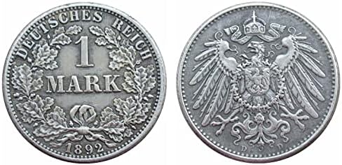 Njemački 1 mark 1892. Adefgj stranog replika sabirani sabirani kovanica