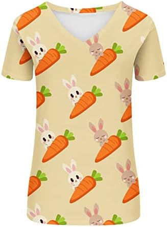 lcziwo bluze za Sretan Uskrs za žene 2023 šareni V izrez kratki rukav vrećaste majice