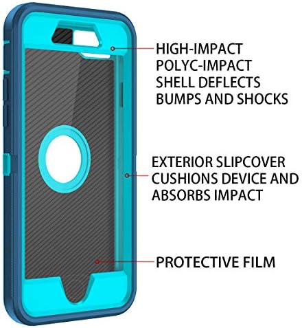 I-Honvan za iPhone 2022/2020 Ugrađeni zaslon Protector Shoot Otporni na prašinu / ispuštanje 3 u 1 puni telo Čvrstog teške dužnosti izdržljivi poklopac za Apple iPhone 3,7, tirkiz