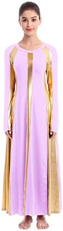 Owlfay metalik pohvala plesna haljina za žene blok u boji liturgijsku dužinu Swing haljina ruffle Tunic Circle suknja kostim