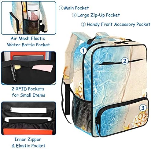 VBFOFBV ruksak za ženske pantalonske bakfa za laptop, putni bager, ljetni ocean plaža zvijezda koralj