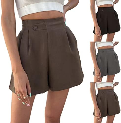 Ženske koševne kratke hlače A-line široke nogalne kratke hlače Čvrsto casual kratke pantske dame radne kancelarijske elastične strugove
