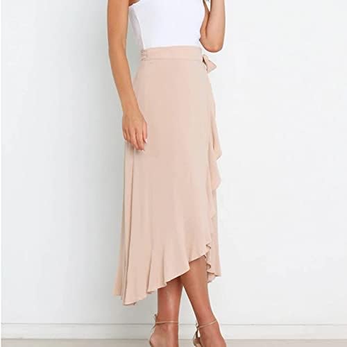 Fragarn ženska jednodijelna čipkasta maxi suknja nepravilna kuka za lomnu kuku s čvrstom bojom