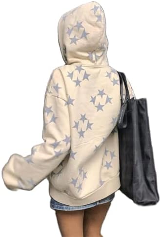 Žene Gothic Zip up duksela Y2K grafički dugi rukav dugi rukav estetski jaknu za preveliku panku sa džepovima
