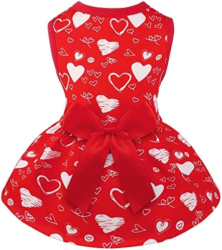 Pedgot Valentinovo pamučna haljina za pse crvena djevojka štenad odjeća odjeća za pseće haljine za srce elegantne princeze doggie