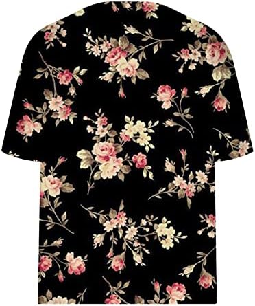 Prevelika ljetna majica za žene šarene cvjetne tiskane bluze V vrat kratkih rukava sakrivanje trbuh Tuntic vrhovi
