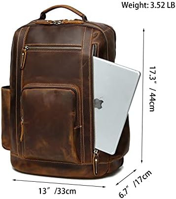 LANNSYNE muške Vintage full Grain koža ruksak za 16 & 34; Laptop Travel planinarenje kamp ruksak