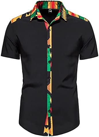 WENKOMG1 muške labave kratke rukave košulje s afričkim printom majice proljeće ljeto majice Crewneck dukserice Tops L0323