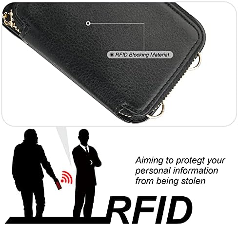 Bocasal RFID blokirajuća torbica za novčanik za iPhone 13, Podesiva torbica za torbicu sa zatvaračem sa zatvaračem sa odvojivom trakom za zapešće, PU kožna Flip Folio futrola 6,1 inča 5G