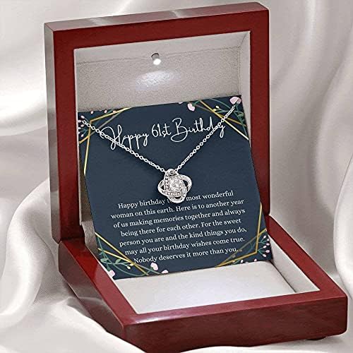 Nakit za poruke, ručno izrađena ogrlica - personalizirani poklon love čvor, sretan 61. rođendan ogrlica s porukama, poklon za 61st
