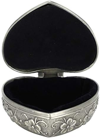 Pongnas Vintage u obliku srca u obliku srca ugraving nakit, prsten za pohranu za pohranu moda Izvrsna metalna kutija u obliku srca