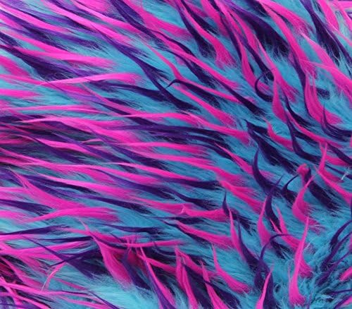 3 Tone Spike Faux/Fake Fur Turq Pink Purple Fabric & nbsp;/ 60 Wide / Prodano po dvorištu