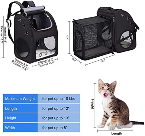 NARCNTON prijenosni proširivi ruksak za kućne ljubimce sa Super ventilacijskim dizajnom za mačke, pse i male životinje, odličan za