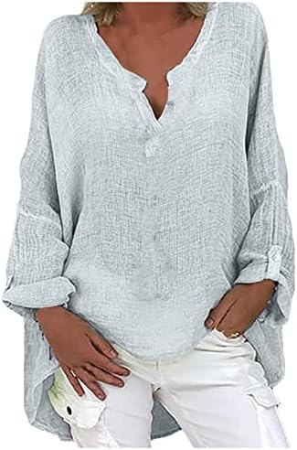 Žena V-izrez duge rukave Jednobojna majica Udobna slobodna labava modna bluza Ležerne prilike pulover