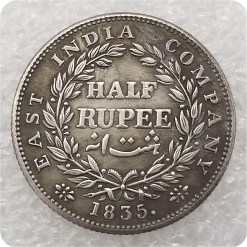 Indija 1835 Indija-Britanska 1/2 rupija-William IV Srebrni dolar * 986