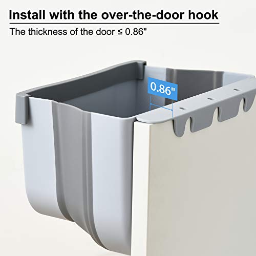 Subekyu 1.2 GAL / 4.5L Viseći preklop mini smeće za kuhinjske ormare za vrata, mali smapljivi kanti za smeće ispod sudopera, zidni