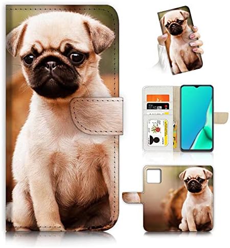 za iPhone 14 Pro Max, dizajniran poklopac futrole za telefon sa preklopnim novčanikom, A24802 slatki pas štene Mops 24802