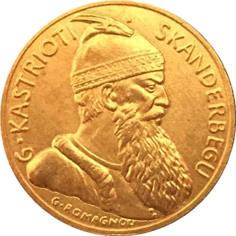 Zlatni antikni srebrni dolar Albanski novčić 1927 zanat napravljen od čistog bakra