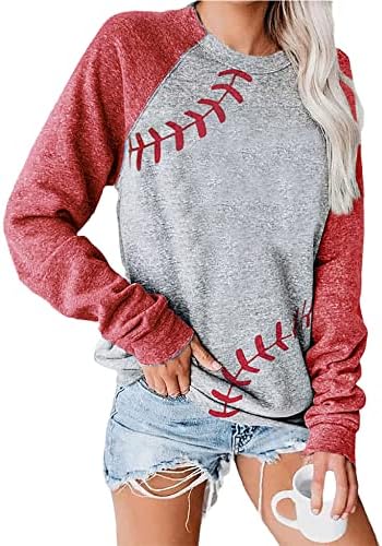 Majice za bejzbol mami za žene Raglan dugih rukava pulover vrhove dukserice casual bluza za okrugle vrata