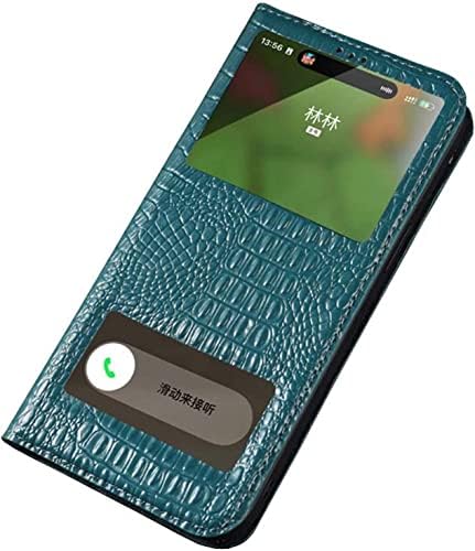 Wtukmo krokodilska teksturna koža Flip Clear Window futrola za telefon, za Apple iPhone 14 Plus Case 2022 Folio poklopac za postolje, može brzo odgovarati na pozive
