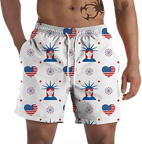 BMISEGM Ljeto Muški atletski kratke hlače Muške grafičke plaže Hlače Ležerne prilike 3D četvrti jul Pozovi zastava Retro plivanje