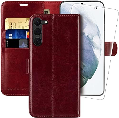 Monasay torbica za novčanik za Galaxy S23 5G, [RFID Blocking] Flip Folio kožna Navlaka za mobilni telefon sa držačem kreditne kartice za Samsung Galaxy S23 5G 6,1 inča, bordo