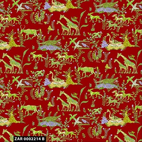Konverzacijski crveni Safari life dizajn pamučna tkanina za prošivanje pored dvorišta -