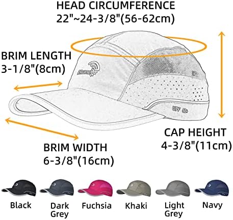 UPF50+ brzo sušni sportski šešir na otvorenom poliesterska kapa za trčanje Reflektirajuća bejzbol kapa, Fit 22 ~24-3 / 8 za Unisex