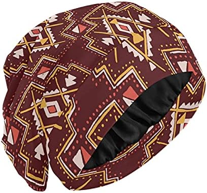 Kapa s lubanjem za spavanje Radni šešir Bonnet Beanies za žene prugasti boemijski smeđi karirani patchwork geometrijski plemenski