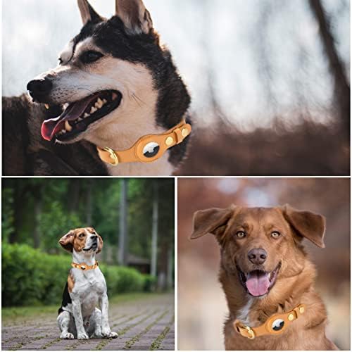 Jipimon kožni ovratnik za pse sa držačem Airtag, sprječava podesivu gusenu udobnu originalnu kožnu kožnu žaružnu ogrlicu za pse