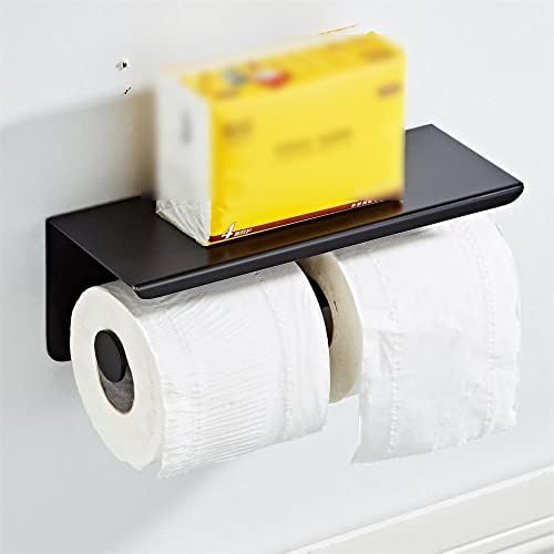 Koaius toaletni papir 304 nehrđajući čelik Dvostruki roll crni tkivni nosač toaletna rola sa držačem za mobilni telefon WC držač papira 260 * 100 * 100 mm držač