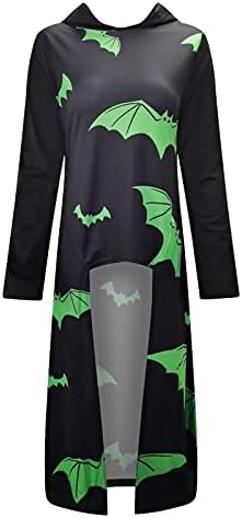 Halloween kostimi za žene gotic Long Hoodie Dress Bat Print hooded Collar High Low Cloak Dugi rukav pulover Hoodies