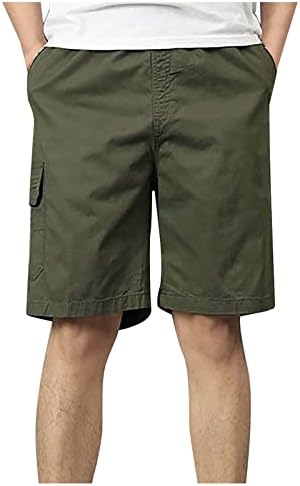 Veliki i visoki kratkih kratkih hlača labavi pamuk čvrste boje pet hlača multi-džepne patentne patentne pantalone muške hlače