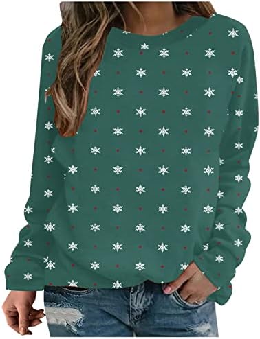 Teen djevojke Božić duksevi za žene Dugi rukav Holiday Party Shirt Tops Fall Funny slatka Crewneck Božić džemperi