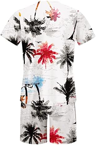 Muškarci Summer Outfit Plaža Kratka rukava Odštampana košulja kratkih odijela Košulja za hlače s poklopcem Svi odijelo Muške izolirane