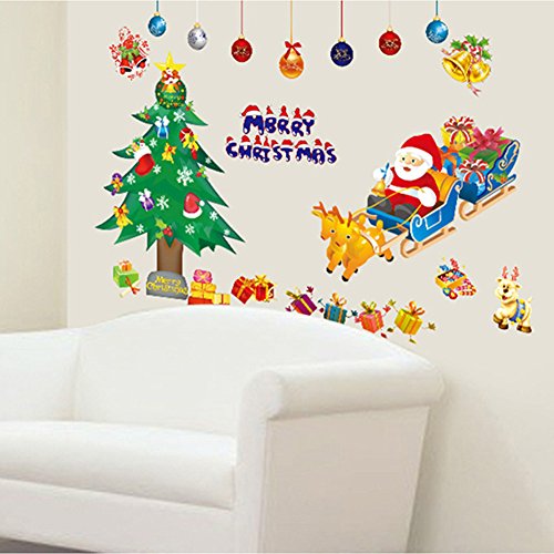 Wallpark Božićno drvce Santa Claus Reindeer Pokloni Zvona prenosila zidna naljepnica Decal, dječja djeca za bebe kućna soba Dječji