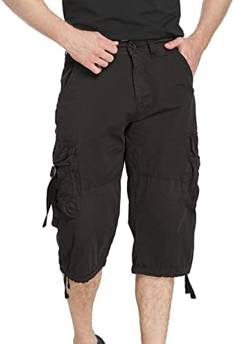 AOYOG muške gaćice za teretni kratke hlače 3/4 pamuk opušteno uklapanje ispod koljena Capri Cargo hlače