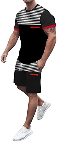 Muški kratki Setovi Odjeća 2 komada ljetna trenerka karirana kratka rukava majica i šorc Set Trenerka za teretane