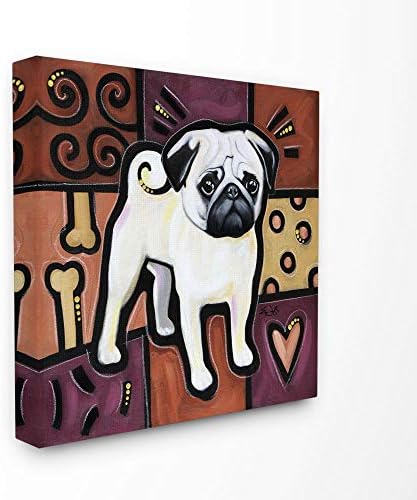 Stupell Industries Red Purple White Pug Pas Pas slikarstvo, dizajn umjetnika Eric Wough Wall Art, 24 x 1,5 x 24, platno