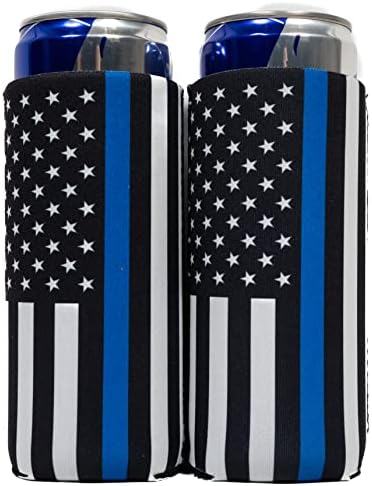 CrnoarPerfection Slim / Regular 12 oz Crna zastava s plavom linijom, Policijska zastava Gusta neoprena