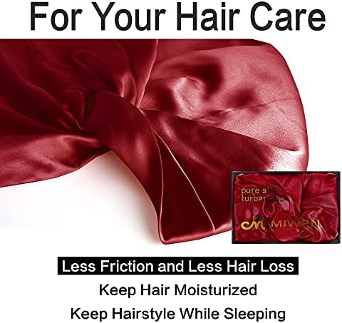 Miwen svilena kapa za spavanje, čista mulberry svilena turbana, omotač za kosu i poklopac za glavu, kosu za kosu