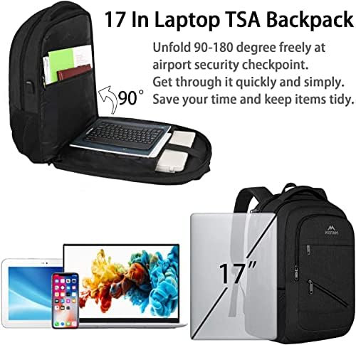 MATEIN ruksak za poslovna putovanja, izuzetno veliki radni ruksak prilagođen TSA sa USB priključkom za punjenje i pretincem za Laptop,vodootporni koledž ruksak za muškarce i žene odgovara 17-inčnom računaru