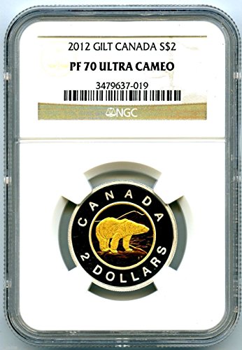 2012 Canada Silver Proof Toonie Dva dolara Gilt Gold Polarni medvjed $ 2 PF70 NGC