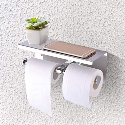 PLPLAAOOOO WC držač papira sa policama, zidni nosač od nehrđajućeg čelika za toaletni papir, dvostruki papir Tkivni roll, za dom,