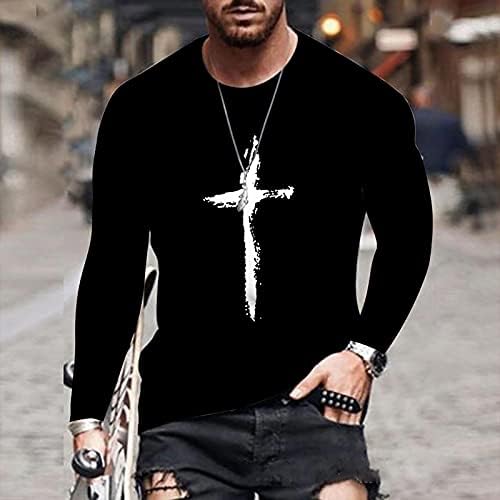 XXBR Soldier majice sa dugim rukavima za muškarce, jesen 3d Novelty Street Faith Isus Cross Print Workout Athletics Tee Tops