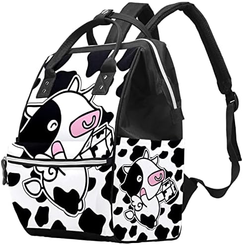 Guerotkr putni ruksak, vrećica za peleni, ruksak pelena, kravlje crno-bijelo životinjske mliječne crtane