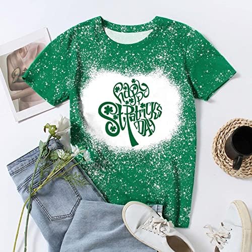 St. Patrick Dan ljubavi srce majice žene Shamrock grafika kratki rukav V-izrez ljeto bluza Tops Casual labave Tee